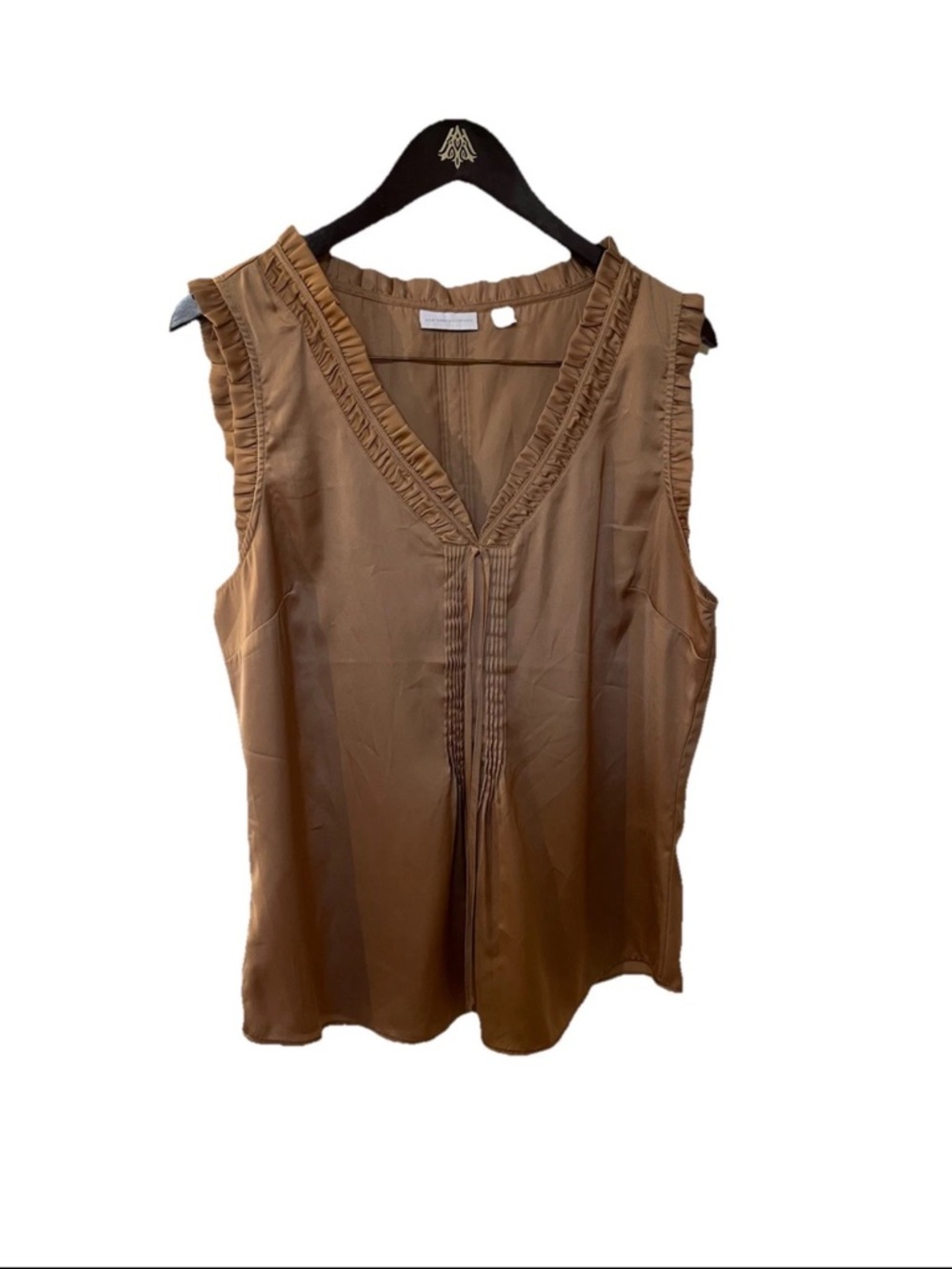 NY&C Women's XL Beige/Brown Blouse W Ruffles